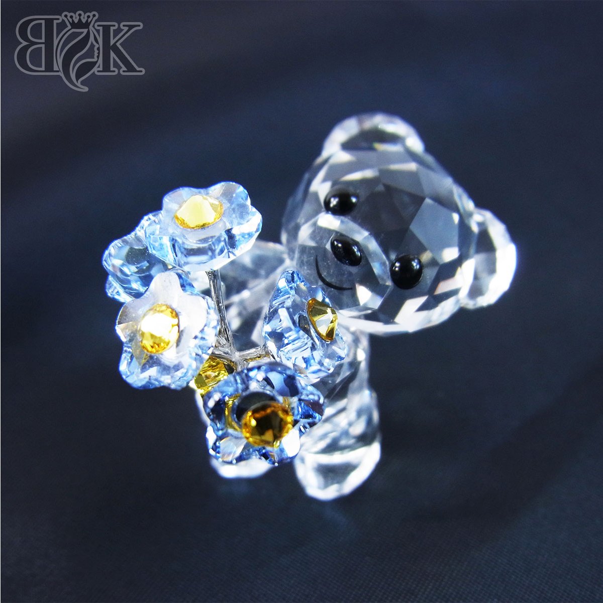 スワロフスキー クマの置物とクリスタルガラス スワロフスキー SWAROVSKI クリスタルフィギュア クマと魚