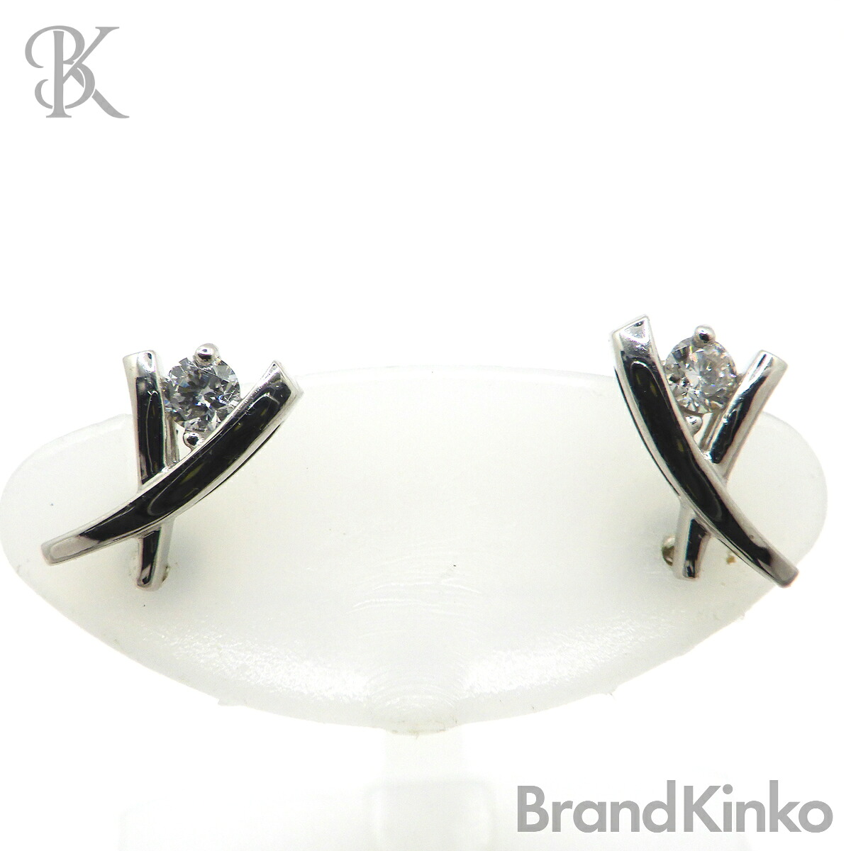 Pt900 デザイン ピアス D各0.07 H約9.8mm 1.7g(キャッチ除く) プラチナ ●【中古】|ブランド金庫 店