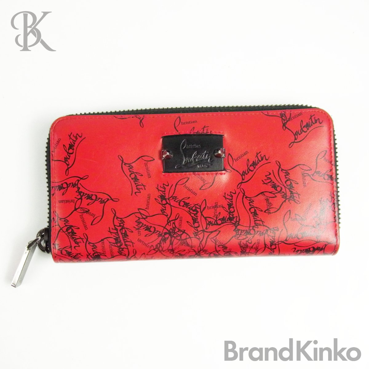 クリスチャンルブタン メンズ ラウンドジッパー 長紙入れ 赤いこと×黒いこと Christian Louboutin 中古品 ♪【中古】