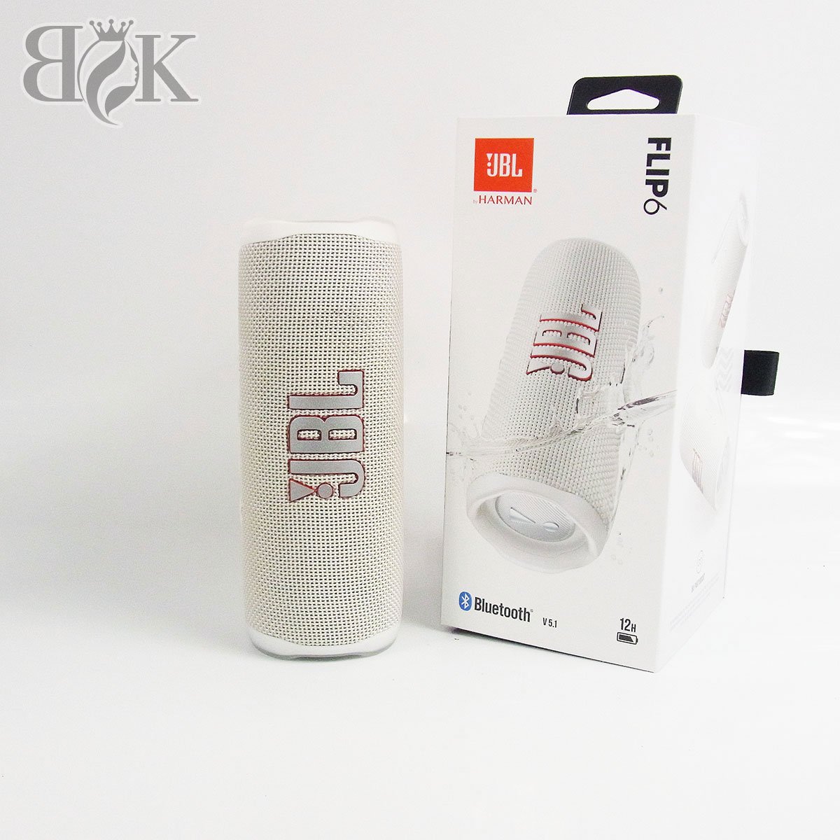 JBL by HARMAN ハーマン ポータブルウォータープルーフスピーカー Bluetooth FLIP 6 白いこと 機能品 中古品 ♪【中古】