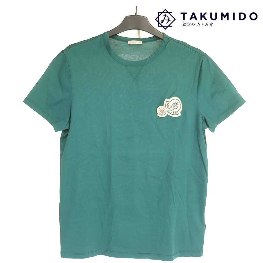 モンクレール Tシャツ ダブルロゴワッペン MAGLIA F20918C78100 中古 サイズL グリーン MONCLER 【中古】 | ブランド ファッション レディース ロゴ 半袖 服 カジュアル 緑 シンプル ABランク｜鑑定のたくみ堂 店
