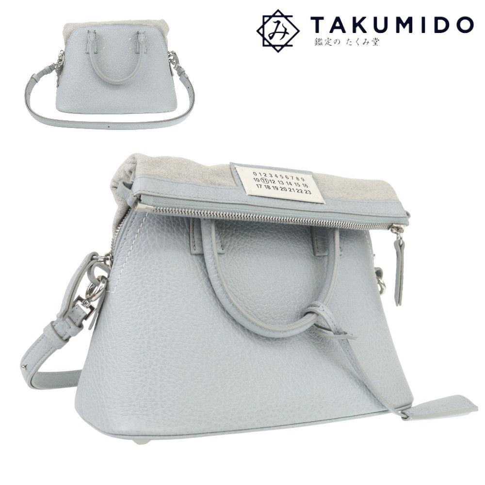 メゾンマルジェラ ショルダーバッグ 5AC スモールバッグ 中古 ライトブルー レザー Maison Margiela 【中古】 | 2WAY ハンドバッグ バック レディース ブランド ファッション 鞄 カバン ランクSA