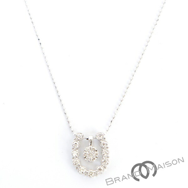 新品同様【ジュエリー】馬蹄/ダイヤモンドネックレス/K18WG/45cm/2.2g/レディース/アクセサリー/ホワイトゴールド【中古】