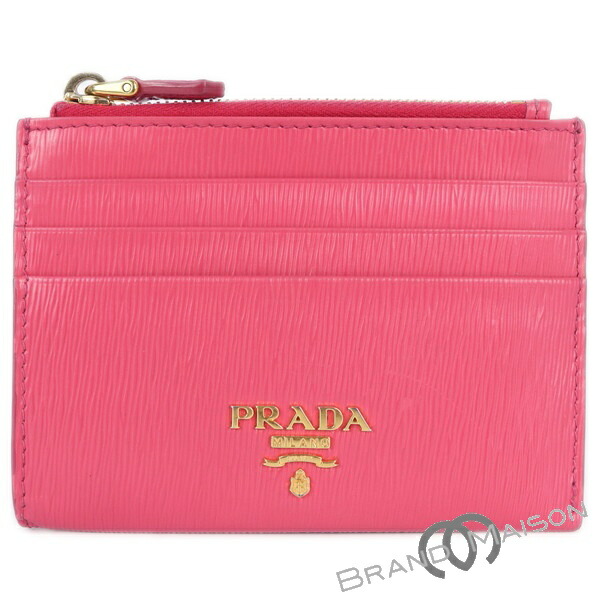 PRADA　プラダ　レザー　コインケース　コインパース　小銭入れ　ピンク プラダ小銭入れ メタリックピンク系 レディース コインケース
