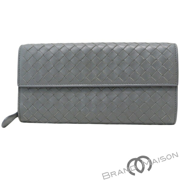 Aランク【ボッテガ・ヴェネタ】長財布/イントレチャート/グレー/BOTTEGA VENETA/レディース 24,708円