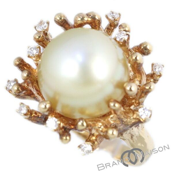 新品同様【ジュエリー】パール ダイヤモンドリング/K18YG/13.5号/19.6g/指輪/レディース/アクセサリー