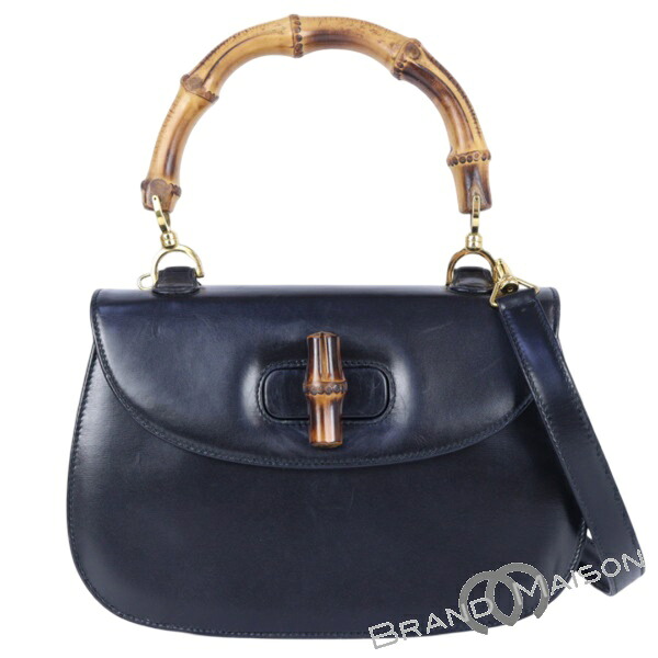 B位置づける【グッチ】2wayショルダーバッグ/竹/000・1364・0633/黒いこと/なめし革/GUCCI/レディース【中古】