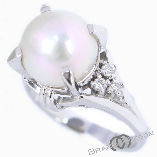 新品同様【ジュエリー】パール ダイヤモンドリング/Pt900/7号/6.2g/7mm/0.12ct/指輪/プラチナ/レディース/アクセサリー
