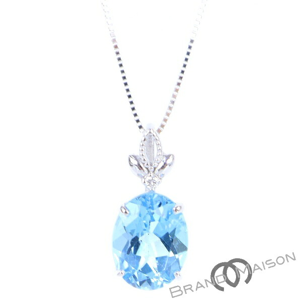 Aランク【ジュエリー】ブルートパーズ ネックレス/K18WG/45cm/2.2g/2.36ct/0.01ct/レディース/アクセサリー【中古】|ブランドメゾン