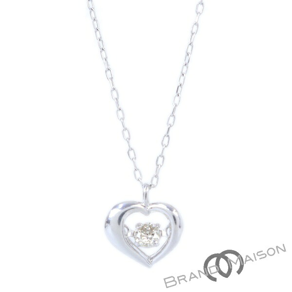 Aランク【ジュエリー】ダイヤモンドネックレス/ダンシング/ハート/K18WG/40cm/1.4g/0.08ct/レディース/アクセサリー 45,370円