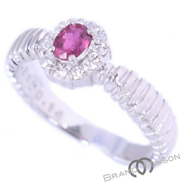 新品同様【ジュエリー】ルビーリング/ダイヤモンド/Pt900/10号/4.7g/0.26ct/0.14ct/指輪/レディース/アクセサリー