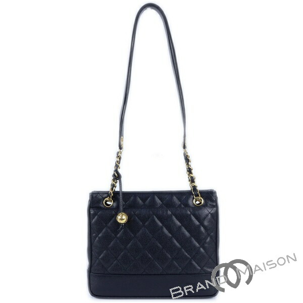 Bランク【シャネル】チェーンショルダーバッグ/マトラッセ/キャビアスキン/ブラック/ゴールド金具/CHANEL/レディース【中古】