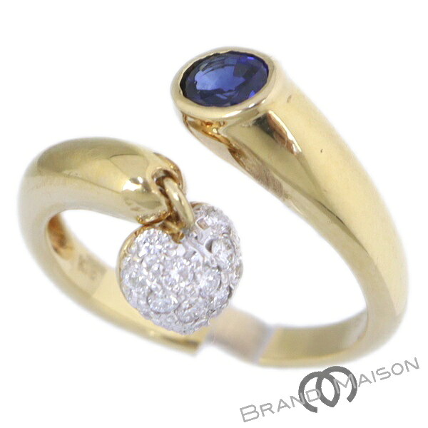 Aランク【ジュエリー】サファイアリング/ダイヤモンド/K18YG/12号/4.4g/0.41ct/0.25ct/指輪/レディース/アクセサリー【中古】｜ブランドメゾン