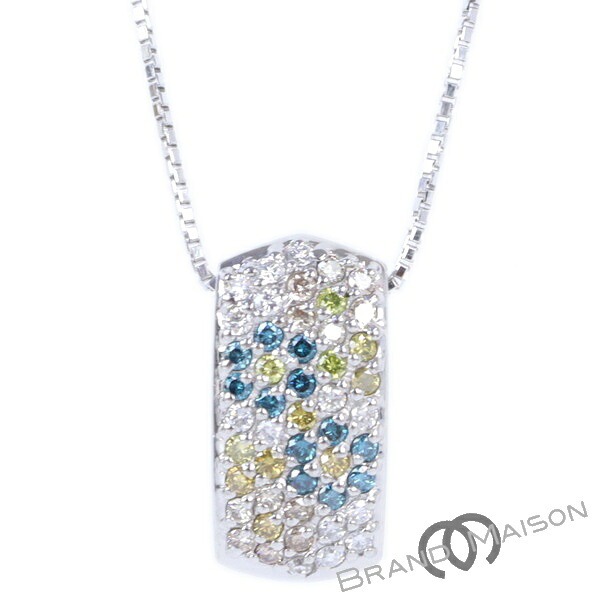 Aランク【ジュエリー】ダイヤモンドネックレス/Pt850/40cm/9.9g/0.43ct/0.26ct/0.21ct/レディース/アクセサリー
