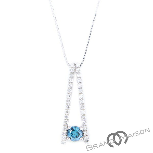 ジュエリー/ブルーダイヤモンドネックレス/K18WG/45cm/4.0g/0.38ct/0.22ct/レディース/アクセサリー/新品同様【中古】|ブランドメゾン