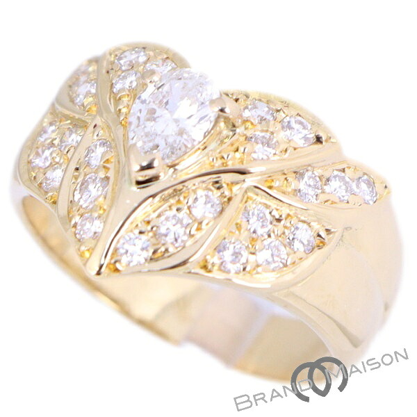 ジュエリー/ダイヤモンドリング/ペアシェープ/K18YG/15号/7.3g/0.48ct/0.378ct/指輪/新品同様【中古】｜ブランドメゾン