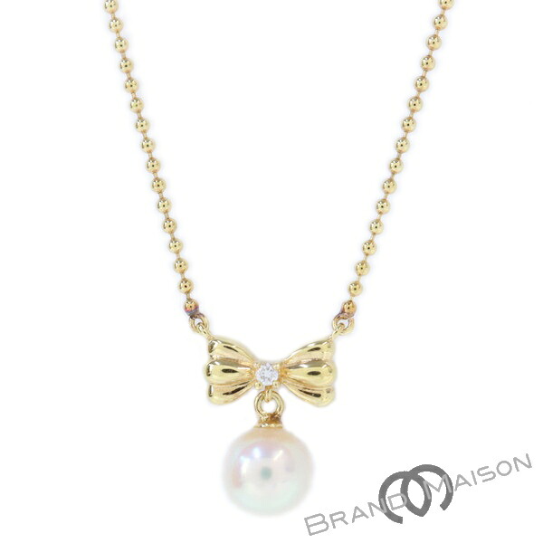 タサキ/田崎真珠/リボン パールネックレス/ダイヤモンド/K18YG/4.1g/TASAKI/レディース/アクセサリー/レディース/アクセサリー【中古】