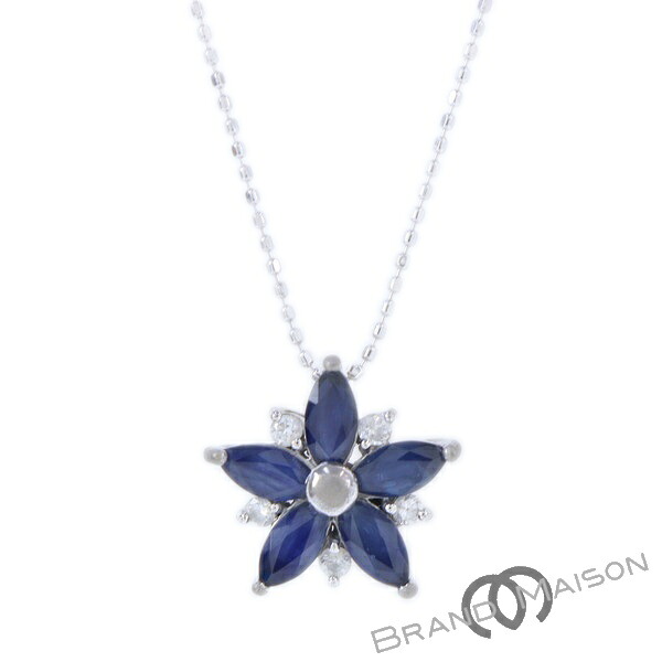 ジュエリー/サファイアネックレス/ダイヤモンド/K18WG/40cm/3.3g/1.47ct/0.13ct/レディース/アクセサリー【中古】
