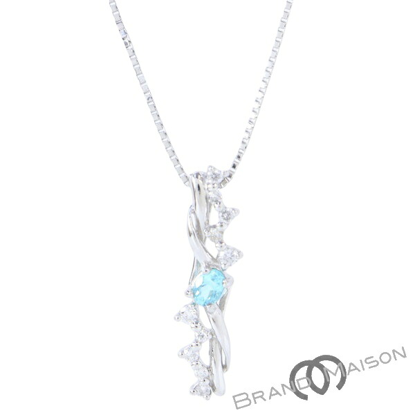 ジュエリー/パライバトルマリンネックレス/ダイヤモンド/Pt950/Pt850/44cm/3.5g/0.12ct/0.10ct/レディース/アクセサリー【中古】|ブランドメゾン
