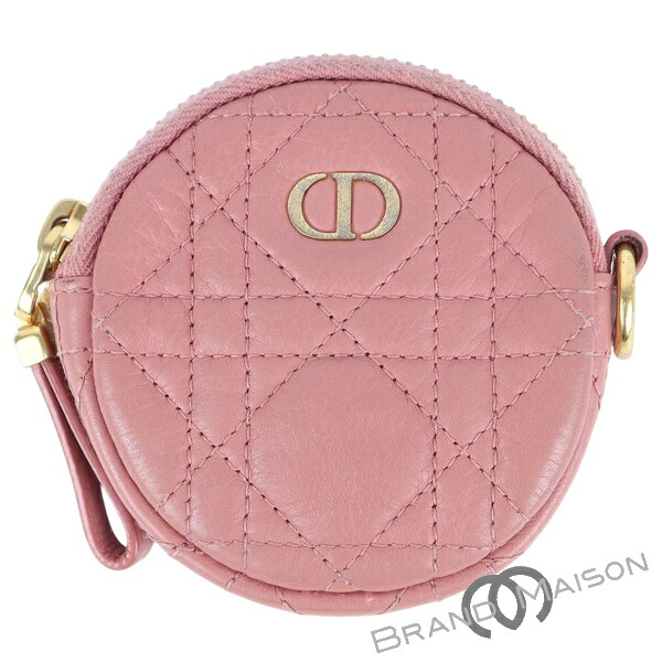 クリスチャンディオール/コインケース/ラウンド合財袋/サクラ色/CDアイコン/カナージュ/御釣り入れ/Christian Dior/レディース【中古】