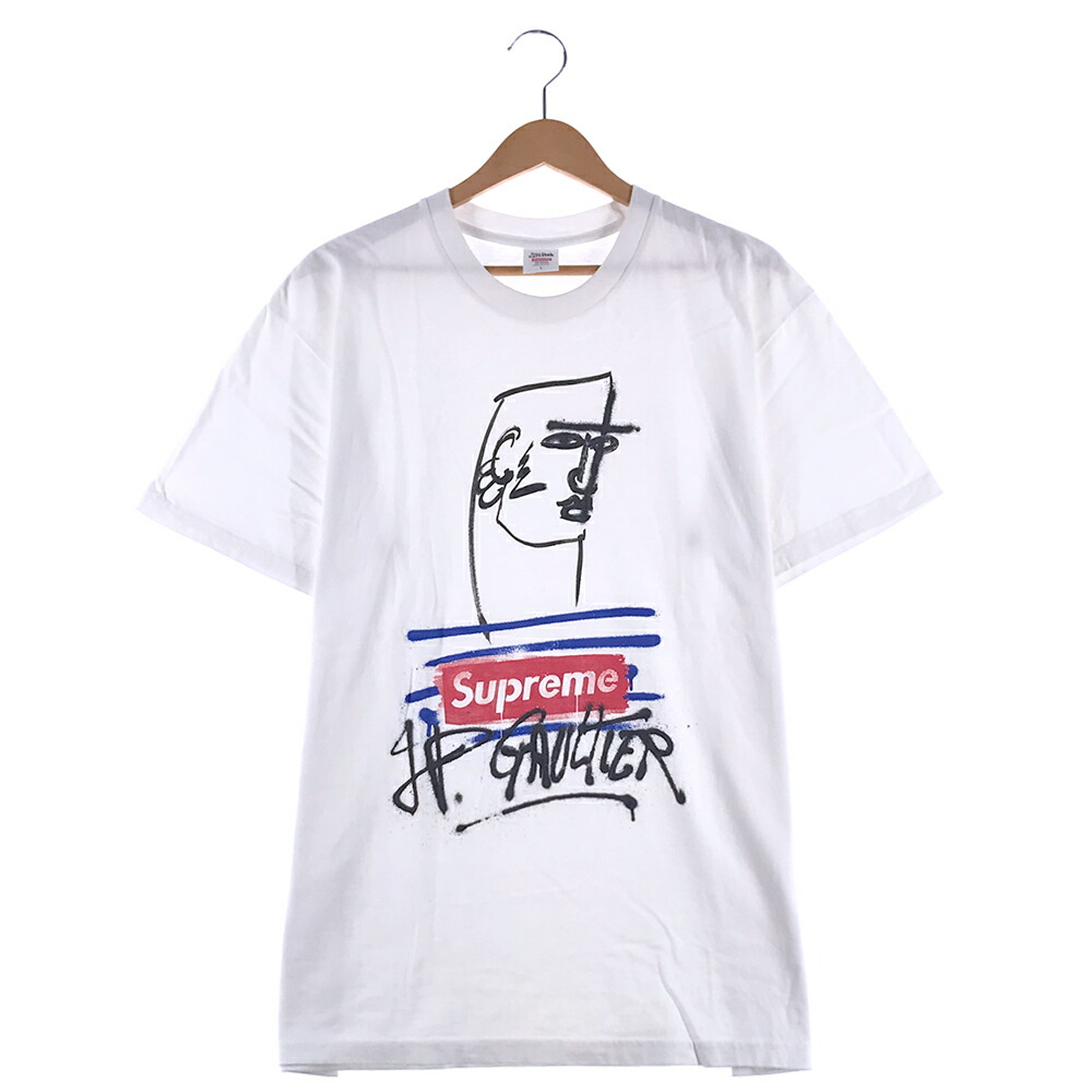 Supreme x Jean Paul Gaultier Tシャツ Lサイズ ホワイト 2019SS 半袖 シュプリーム ジャンポールゴルチエ プリント デザイナー STREET ストリート アート ART グラフィック ボックスロゴ BOX LOGO 白 送料無料【中古】k-0530