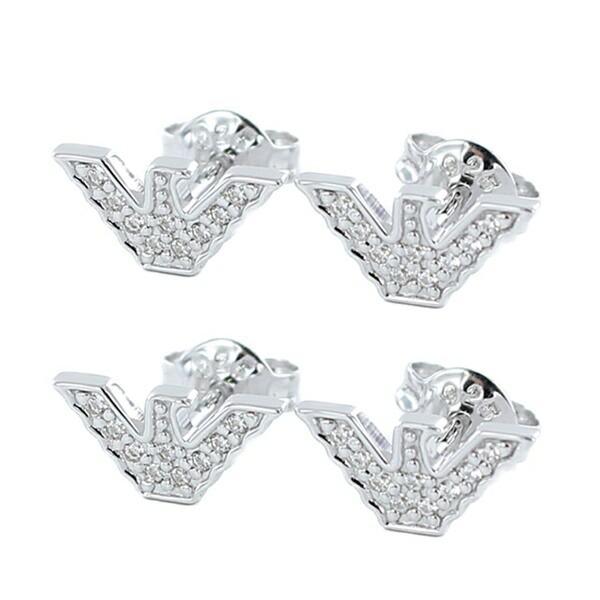 お揃い 同色2個セット エンポリオアルマーニ ペアアクセサリー ユニセックス ピアス ジュエリー Piasu イーグル シルバー クリスタル Egeg 誕生日プレゼント 合格 入学 卒業