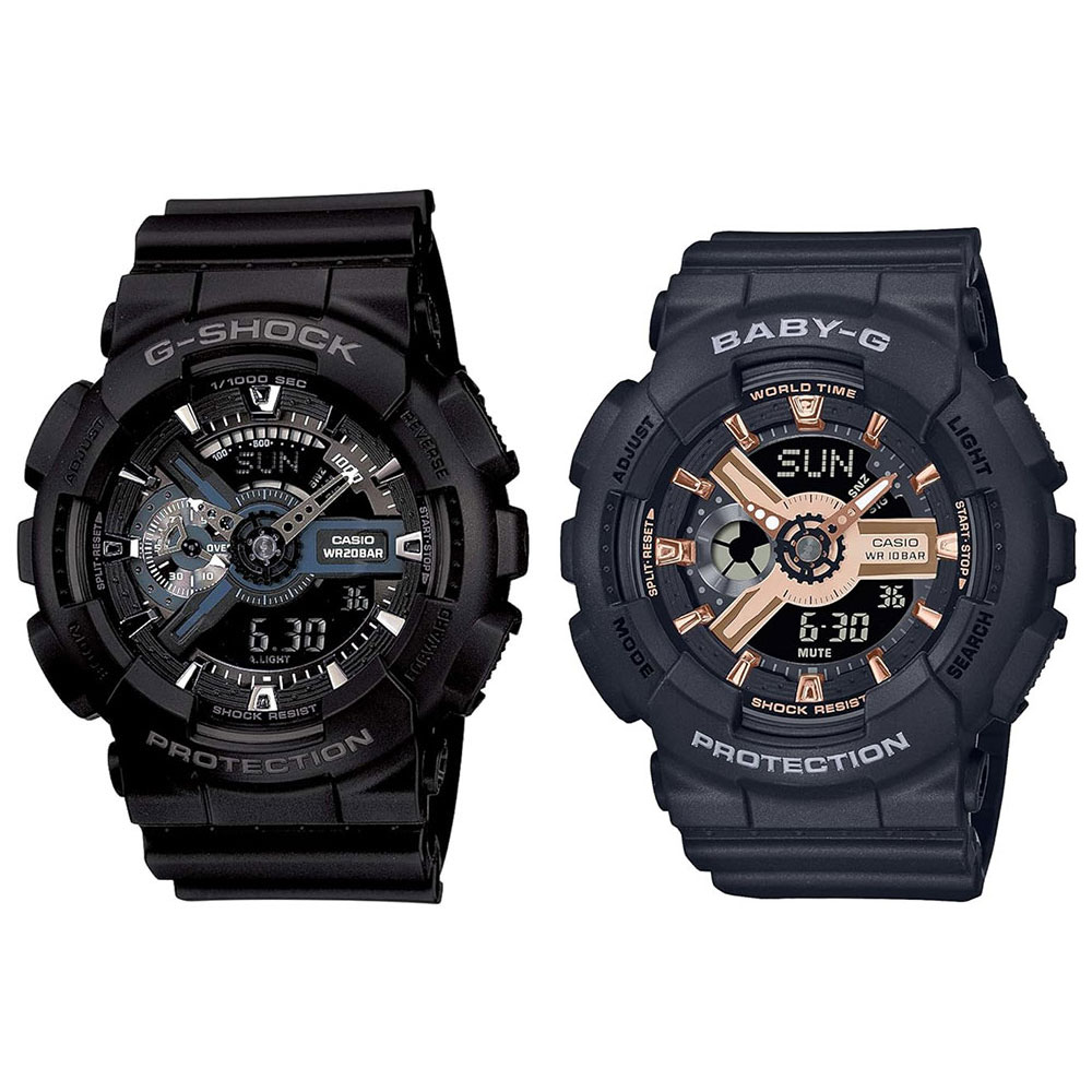 CASIO カシオ Gショック ベビーG 腕時計 手表 ペアウォッチ デジタル&アナログ アナデジ ブラック 20気圧防水/10気圧防水 海外モデル GA-110-1BBA-110XRG-1A 誕生日プレゼント 成人 卒業 入学|ブランド腕時計 nopple
