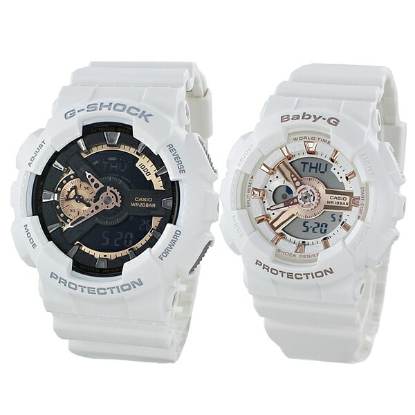 Gショック ペア カシオ 腕時計 手表 防水 ペアウォッチ G-SHOCK×BABY-G ジーショック×ベビージー 白 ホワイト 年 彼氏 彼女 夫婦 １年結婚お祝い 防水 壊れない腕時計 一緒に使える 記念日 成人 卒業 入学