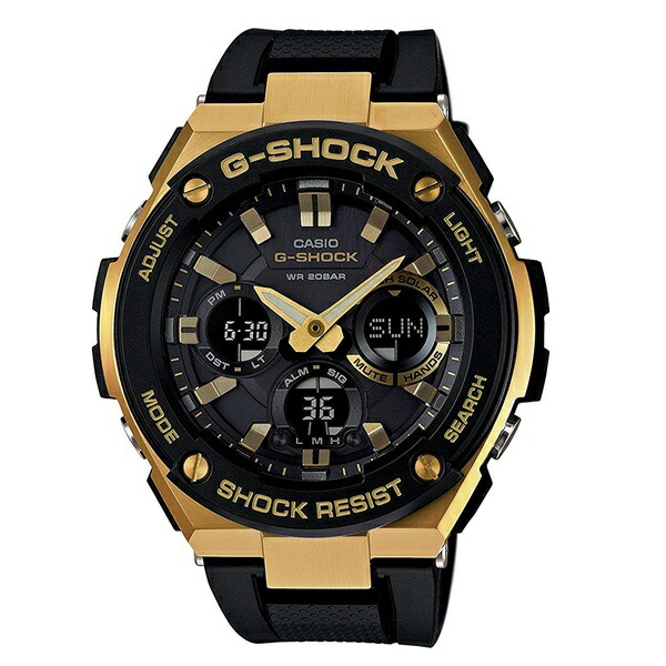カシオ 時計 メンズ 腕時計 手表 Gショック G-SHOCK ジーショック G-STEEL Gスチール アナデジ タフソーラー 多機能 ブラック×ゴールド 20気圧防水 成人 卒業 入学