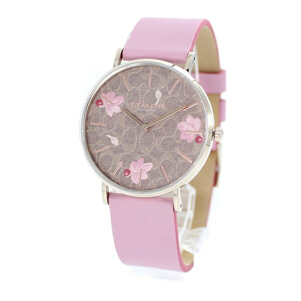 COACH 腕時計 ブラウンレザー フラワーモチーフ COACH コーチ 腕時計 ブランド レディース ワインレッド