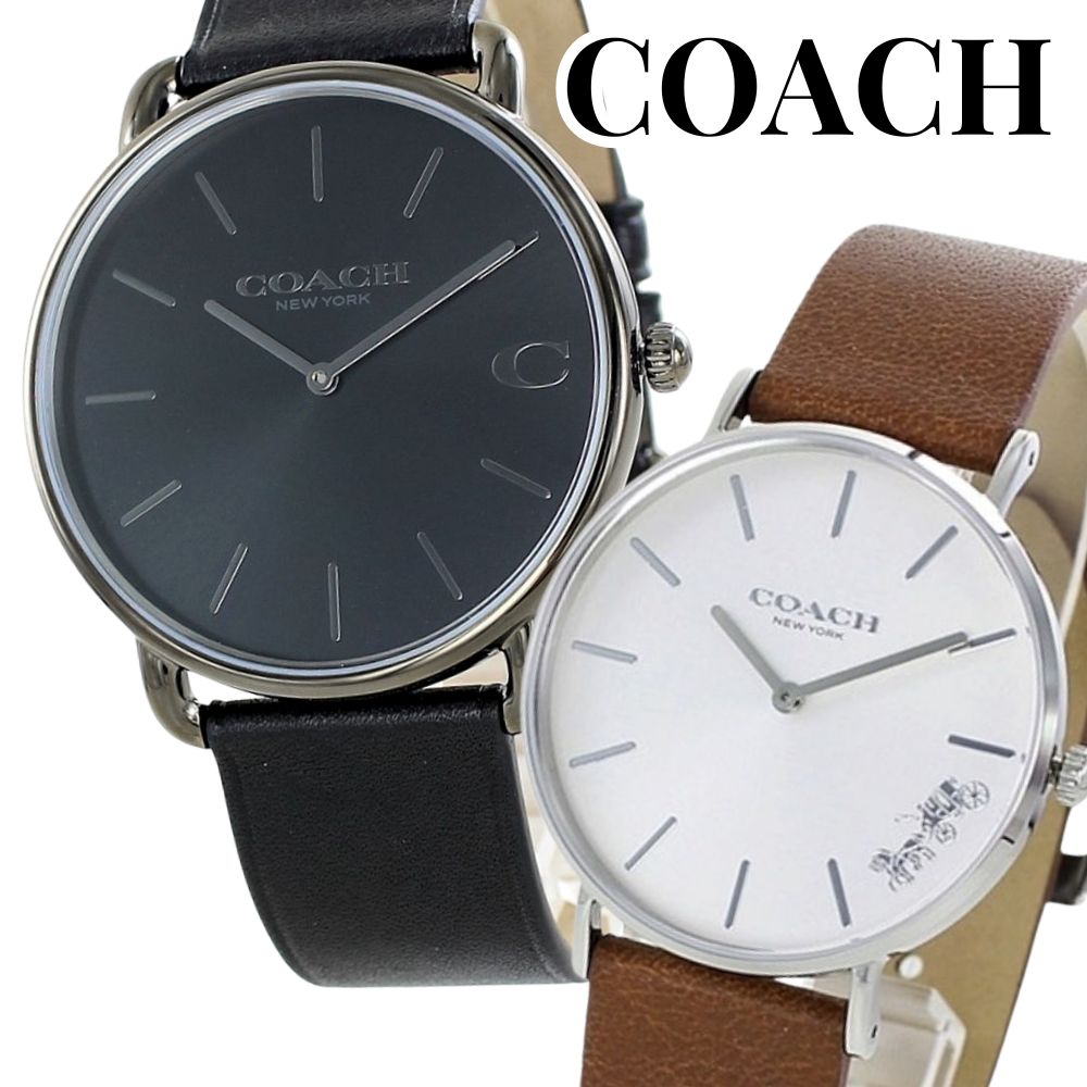 コーチ ペアウォッチ COACH 腕時計 メンズ レディース ペアセット 革ベルト スリム 軽量 ブラック ブラウン レザー シンプル 上品 カップル 夫婦 両親 ペアギフト 誕生日 記念日 成人 卒業 入学｜ブランド腕時計 nopple
