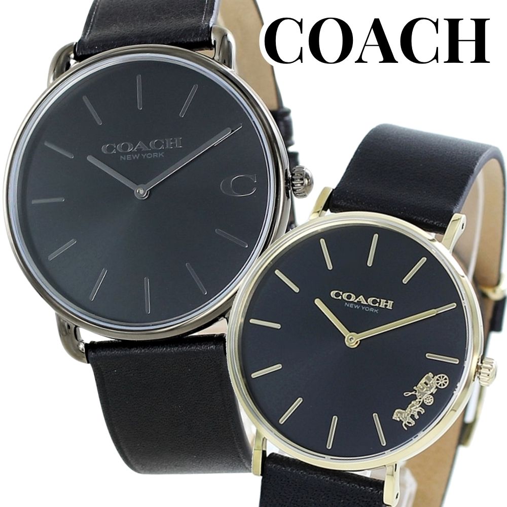 コーチ ペアウォッチ COACH 腕時計 メンズ レディース ペアセット 革ベルト スリム 軽量 ブラック レザー シンプル 上品 カップル 夫婦 両親 ペアギフト 誕生日 記念日 成人 卒業 入学