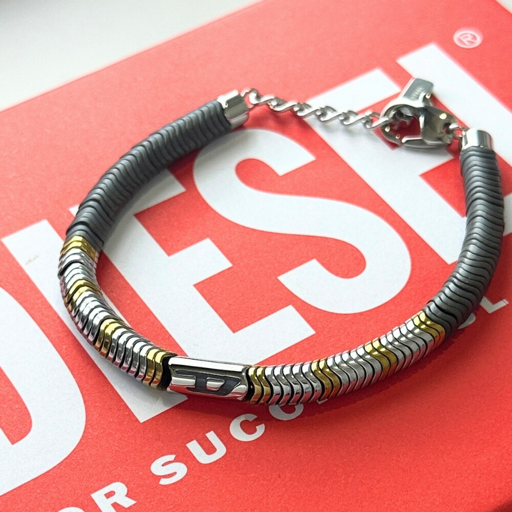 ディーゼル ブレスレット メンズ レディース ステンレス ユニセックス シルバー ブラック シンプル おしゃれ ブランド ギフト DIESEL 彼氏 彼女 DX1573931 成人 卒業 入学