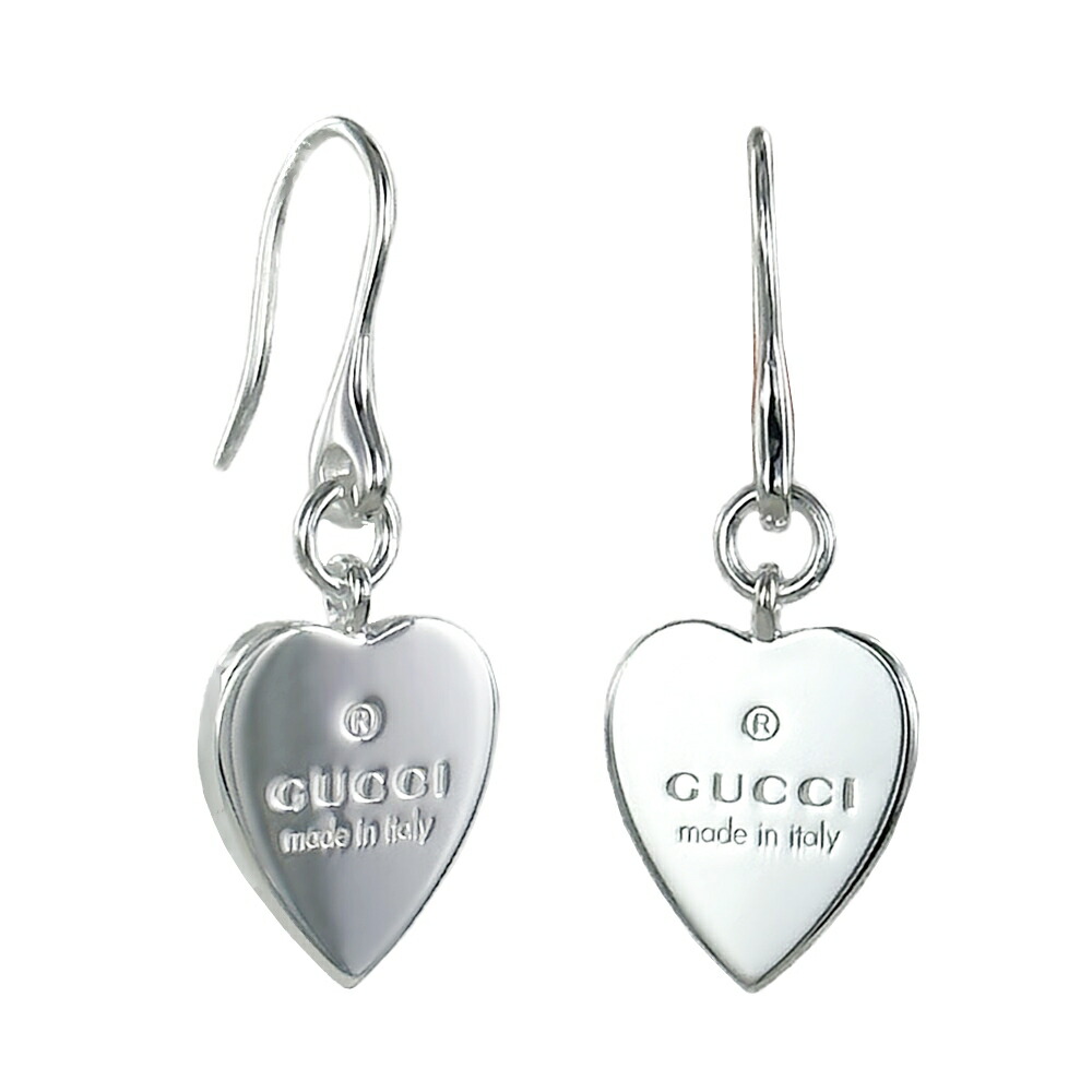 【美品】 GUCCI フック ピアス ハート プレート ロゴ シルバー A467 美品】 GUCCI フック ピアス ハート プレート ロゴ シルバー