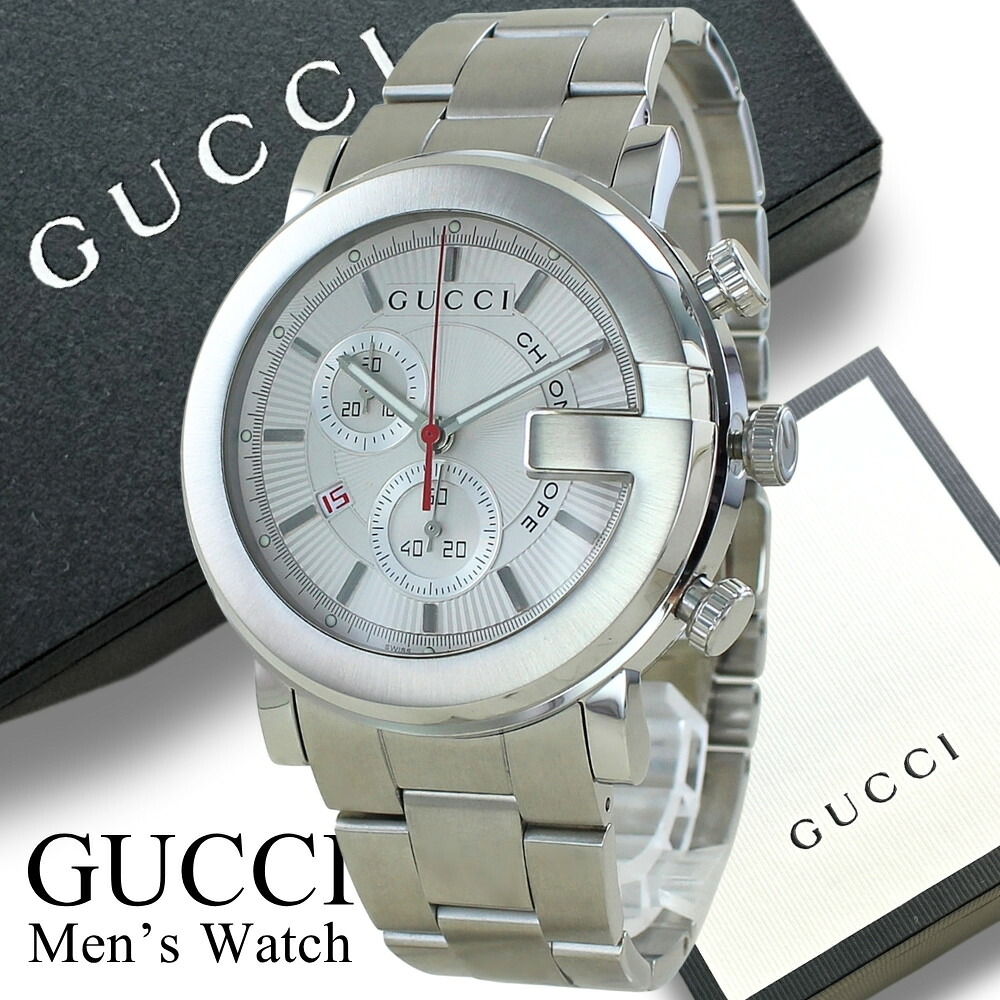 グッチ 腕時計 メンズ Gクロノ クロノグラフ 44mm シルバー サファイアガラス クオーツ デイト表示 GUCCI G-Chrono 旦那 夫 彼氏 プレゼント ギフト 自分へのご褒美 YA101339 成人 卒業 入学｜ブランド腕時計 nopple