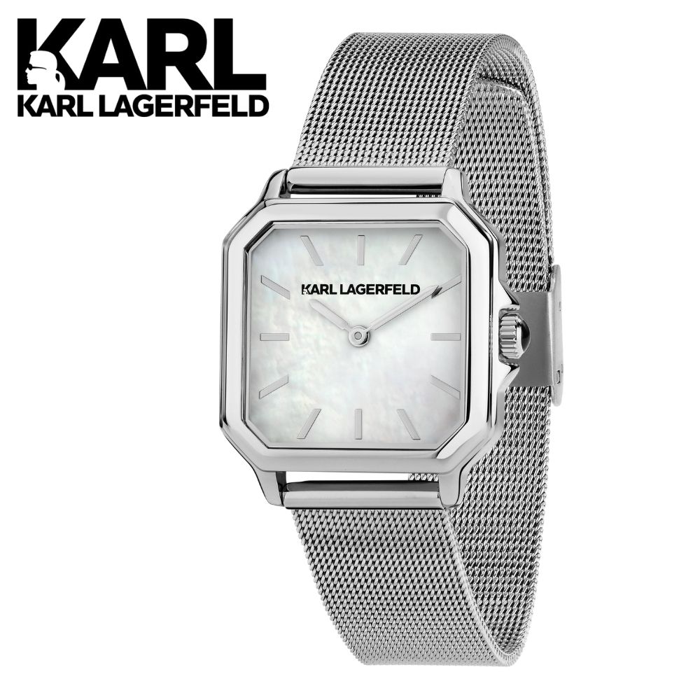 正規品 日本限定 KARL LAGERFELD 腕時計 レディース スクエア シルバー メッシュ カールラガーフェルド 上品 彼女 女性 誕生日 記念日 ギフト プレゼント 成人 卒業 入学