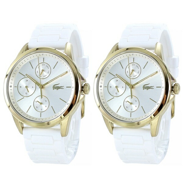 マキシマム11 000サークルoff Lacoste ラコステ リストウオッチ ペアウォッチ メンズ レディース ユニセックスモデル おそろい 2本仕かける ホワイト 生ゴム 生れでる平均太陽日つけ届け Electrosdiscounts Com