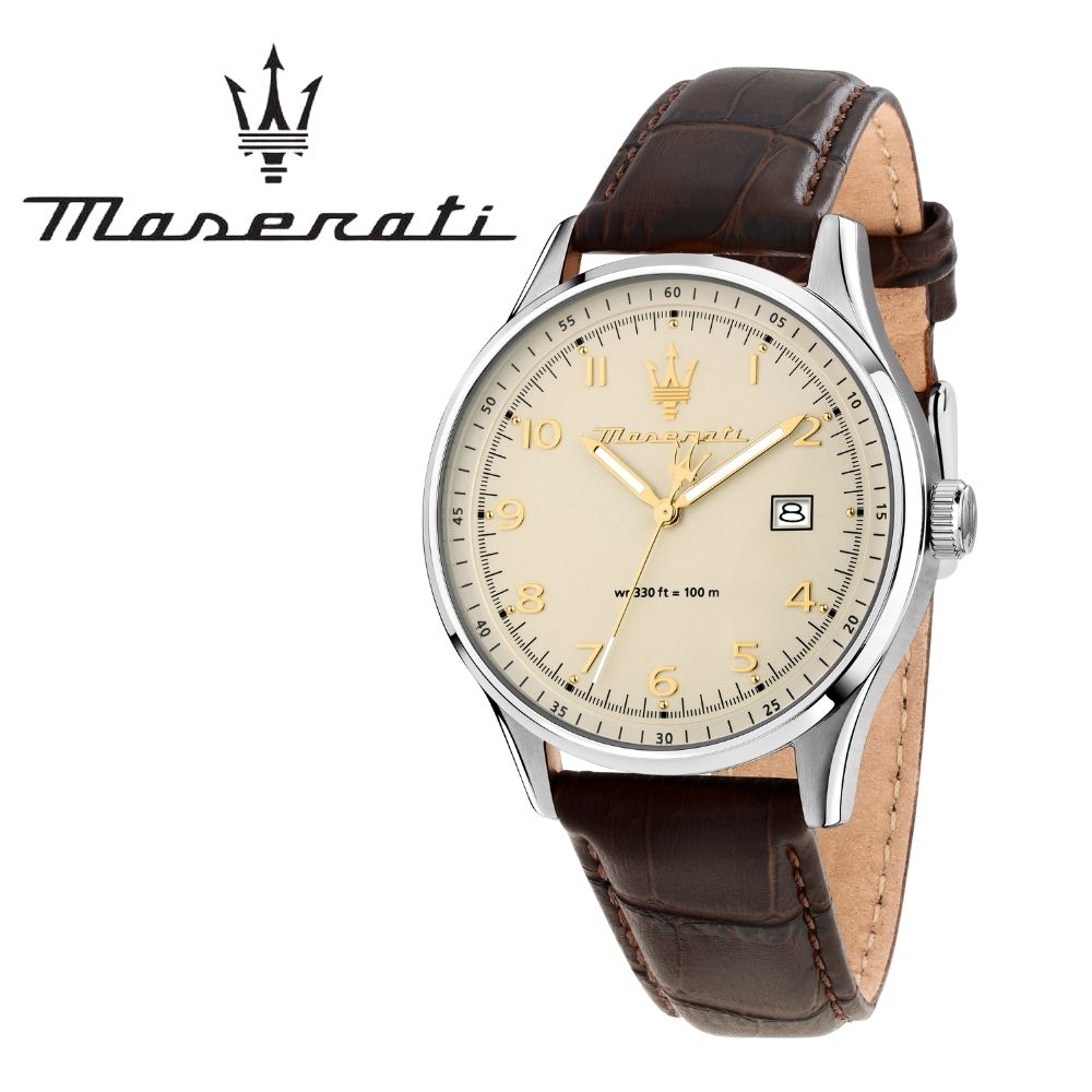 MASERATI 正規品 マセラティ 腕時計 クラシック ソルパッソ アイボリー 42mm シンプル クール メンズ クオーツ ウォッチ 誕生日 就職祝い 男性 ギフト プレゼント 成人 卒業 入学