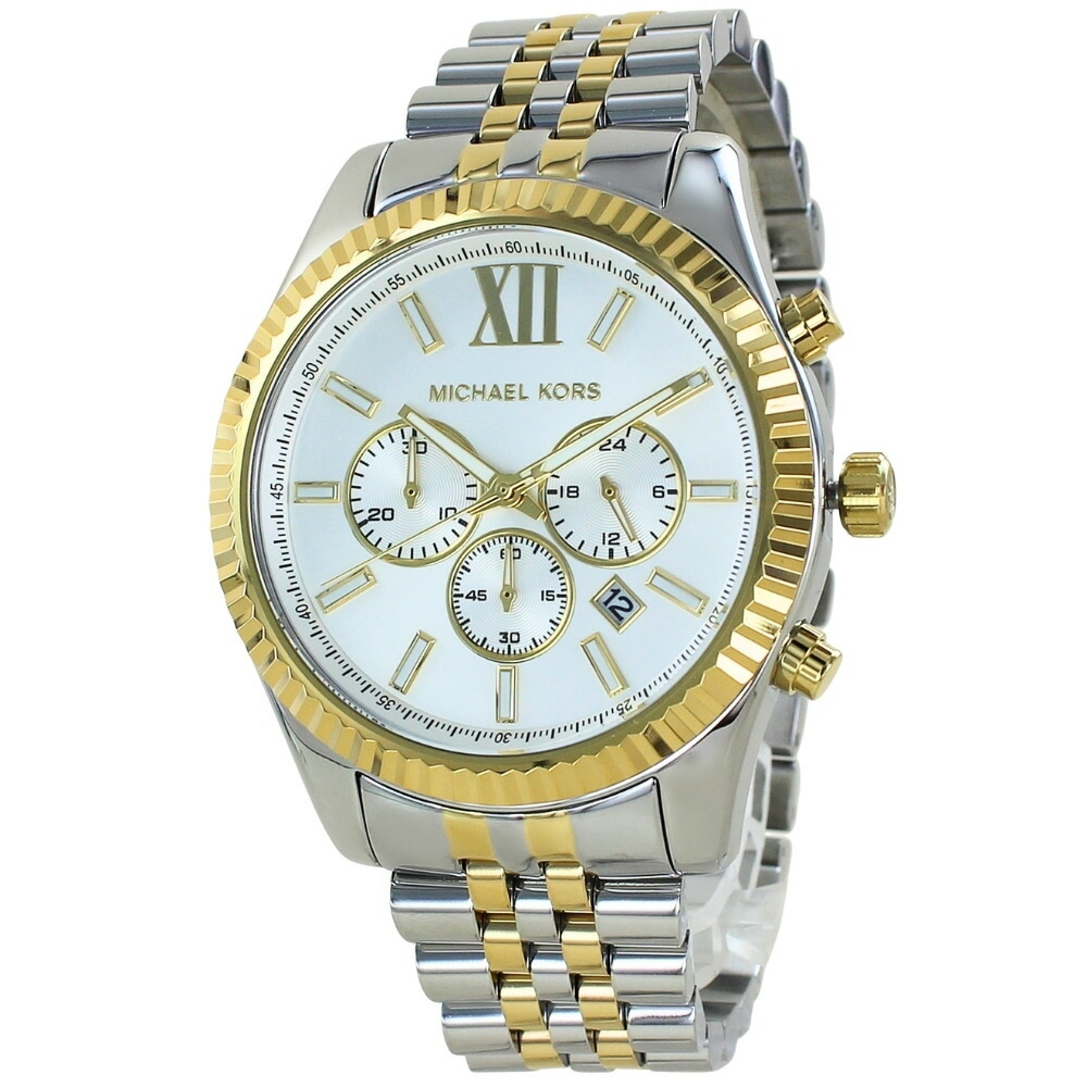 MICHAEL KORS マイケルコース メンズ レディース 腕時計 44mm 大きめ おしゃれ かっこいい ゴールド シルバー コンビ クロノグラフ クォーツ ブランド時計 ギフト MK8344 成人 卒業 入学