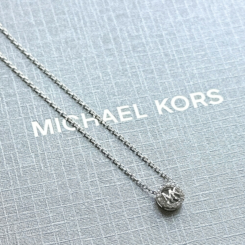 マイケルコース ネックレス レディース スターリングシルバー925 可愛い アクセ おしゃれ シンプル MKロゴ サークル ペンダント キュービックジルコニア ブランド アクセサリー 女性 誕生日 ギフト MICHAEL KORS MKC1726CZ040 成人 卒業 入学