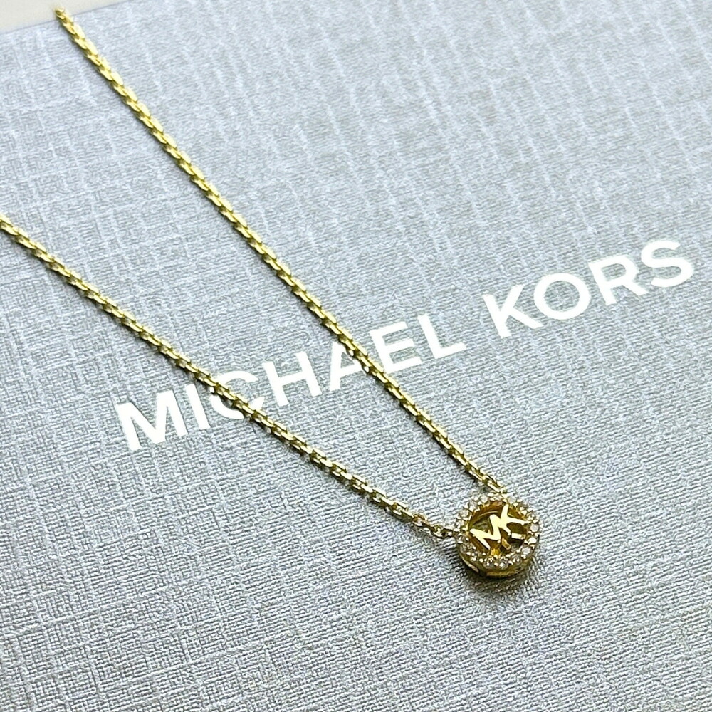 マイケルコース ネックレス レディース スターリングシルバー925 ゴールド 可愛い アクセ おしゃれ シンプル MKロゴ サークル ペンダント キュービックジルコニア ブランド アクセサリー 女性 誕生日 ギフト MICHAEL KORS MKC1726CZ710 成人 卒業 入学