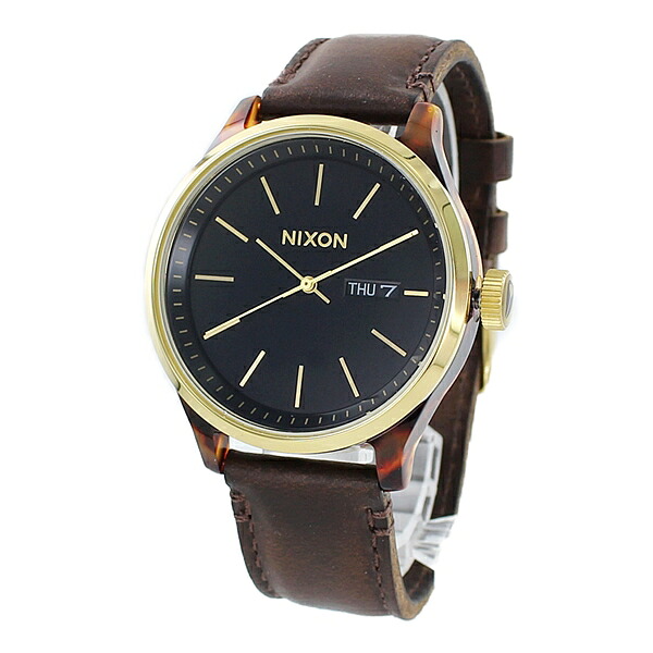 楽天市場 Nixon ニクソン 時計 メンズ 腕時計 The Sentry セントリー デイデイト 42ミリ ゴールド ブラック ブラウン レザー 革ベルト A 誕生日プレゼント ブランド腕時計 Nopple