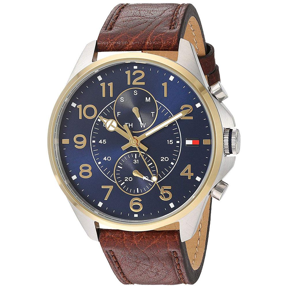 トミーヒルフィガー 腕時計 手表 メンズ DEAN マルチファンクション 46mm ネイビー文字盤 ブラウン レザー 1791275 誕生日プレゼント 成人 卒業 入学