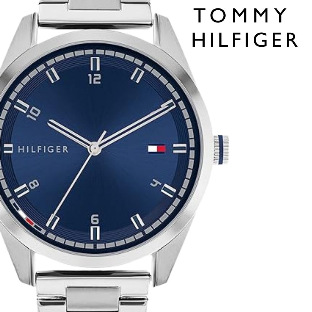 トミーヒルフィガー 腕時計 メンズ 43mm ネイビー シルバー ステンレス TOMMY HILFIGER GRIFFIN メンズウォッチ シンプル ブランド 男性 彼氏 夫 父 プレゼント 就職祝い 結婚記念日 誕生日 1710455 成人 卒業 入学