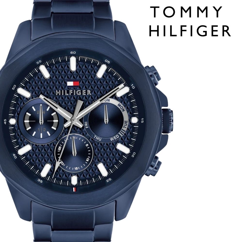 トミーヒルフィガー 腕時計 メンズ 48mm 超大きめ ネイビー ステンレス マルチファンクション TOMMY HILFIGER メンズウォッチ かっこいい ブランド 男性 彼氏 夫 父 プレゼント 就職祝い 結婚記念日 誕生日 1710652 成人 卒業 入学|ブランド腕時計 nopple