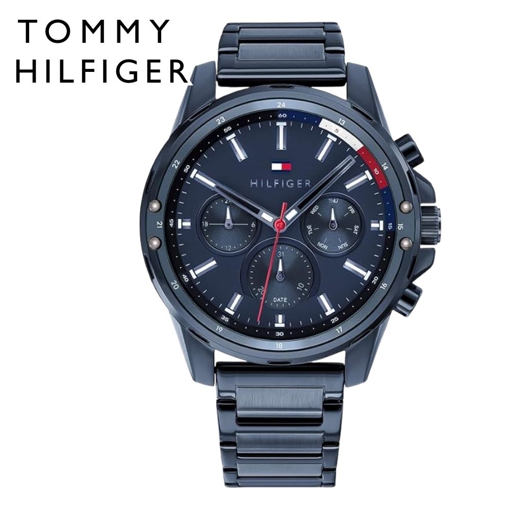 トミーヒルフィガー 腕時計 メンズ ステンレス シンプル ビジネス ネイビー トミー 時計 マルチファンクション 45mm TOMMY HILFIGER 彼氏 夫 父 男性 プレゼント 1791789 成人 卒業 入学