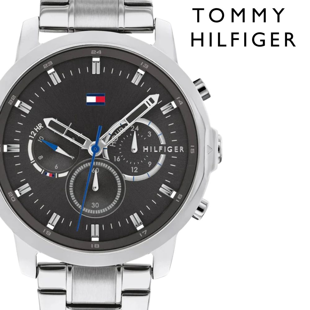 トミーヒルフィガー 腕時計 メンズ 46mm 大きめ ステンレス ダークグレー マルチファンクション TOMMY HILFIGER JAMESON メンズウォッチ かっこいい ブランド 男性 プレゼント 就職祝い 結婚記念日 誕生日 1791794 成人 卒業 入学