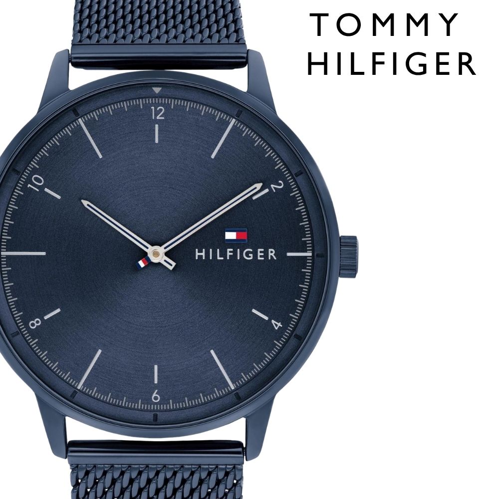 トミーヒルフィガー 腕時計 メンズ 45mm ネイビー メッシュベルト シンプル 薄型 TOMMY HILFIGER メンズウォッチ ブランド ビジネス 男性 彼氏 夫 父 プレゼント 就職祝い 結婚記念日 誕生日 1791841 成人 卒業 入学