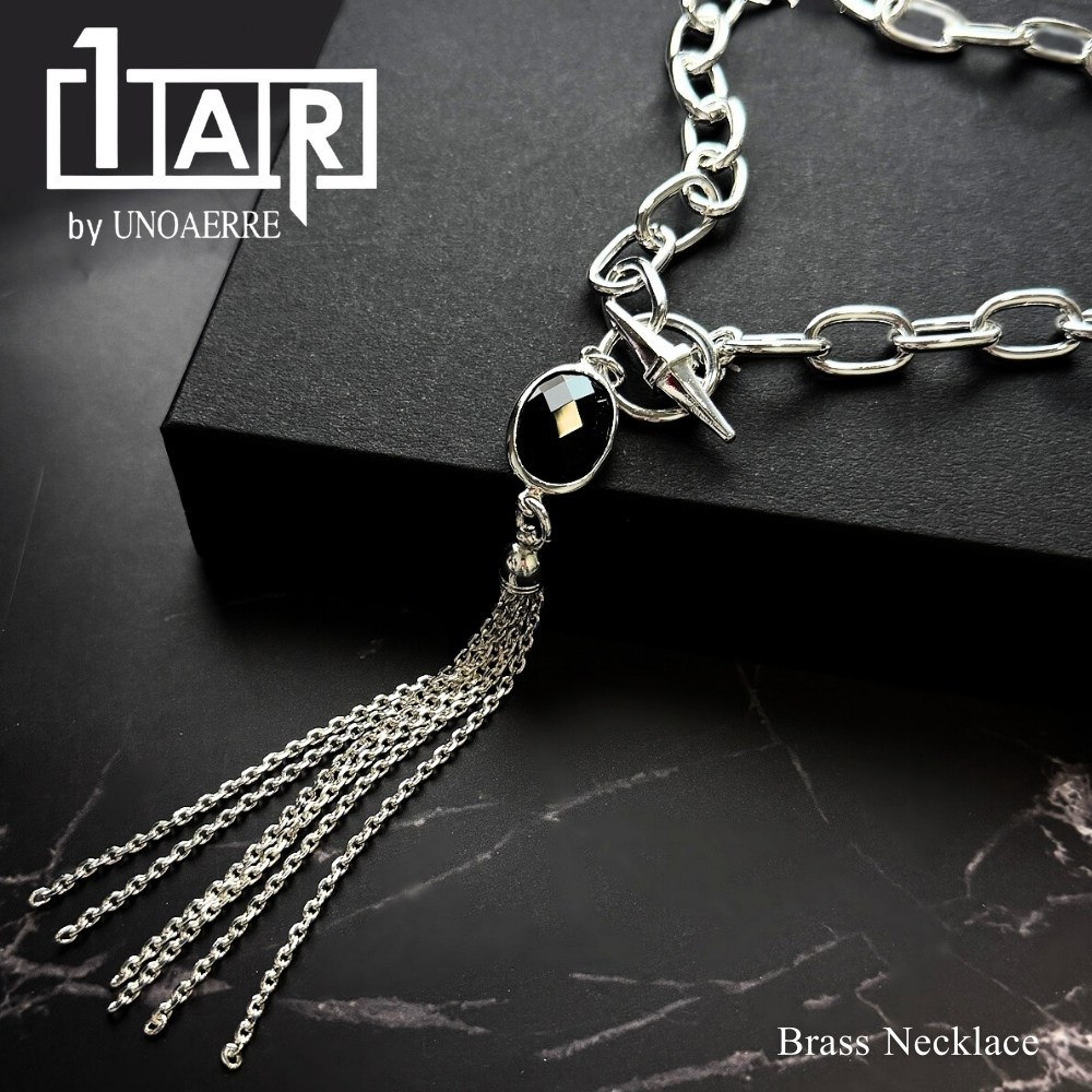 正規品 ショッパー付き 1AR ウノアエレ ネックレス シルバー ブラック ペンダント タッセル チェーン レディース UNOAERRE イタリアブランド おしゃれ プレゼント ギフト 女性 誕生日 記念日 成人 卒業 入学
