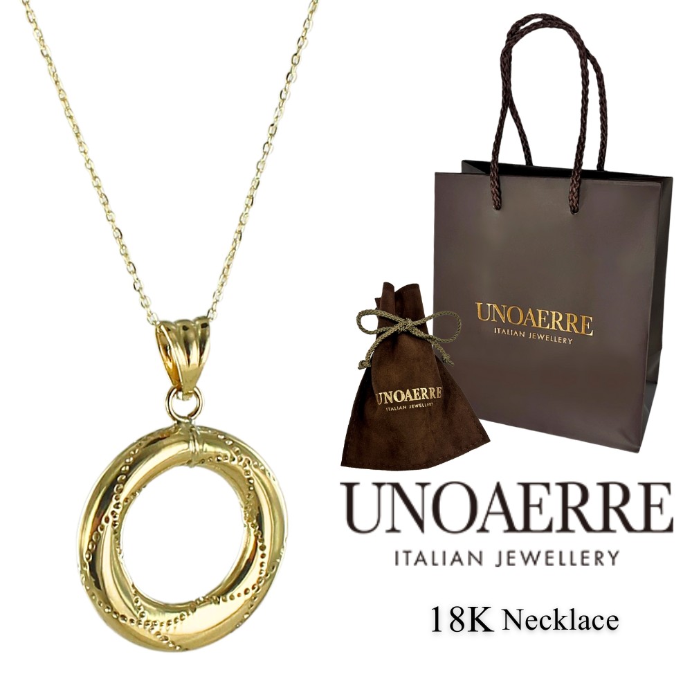 ウノアエレ ショッパー付き ネックレス レディース 18K 18金 イエローゴールド 誕生日プレゼント 女性 妻 ペンダント チェーンネックレス おしゃれ ゴールド イタリア製 K18 金 ギフト 贈り物 彼女 母 婚約 結婚記念日 成人式 お祝い 成人 卒業 入学